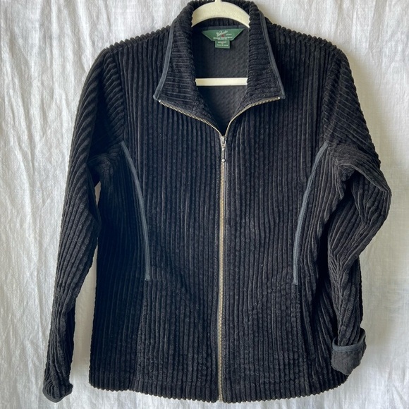 Women's Woolrich Kinsdale Zip Up Ribbed Corduroy Jacket Black Size Medium - Picture 3 of 8